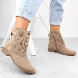 Botas mujer ante calado beige Jezzi MAM65-106 5