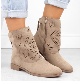 Botas mujer ante calado beige Jezzi MAM65-106 6