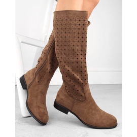 Botas mujer ante calado camel Jezzi ASA142-50A marrón 2