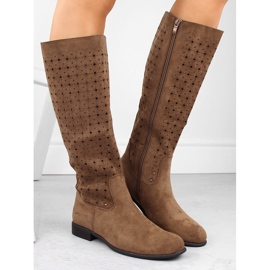 Botas mujer ante calado camel Jezzi ASA142-50A marrón 4