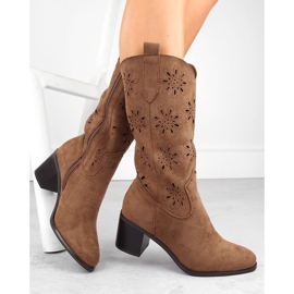 Botas de mujer de ante calado, marrón, Jezzi RMR2337-11 2