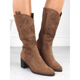 Botas de mujer de ante calado, marrón, Jezzi RMR2337-11 4