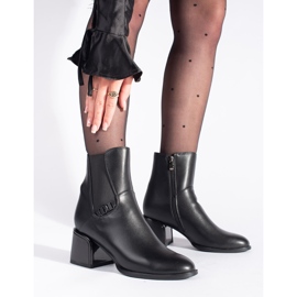 Botines negros de tacón con aplicación elástica 1