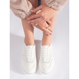 Deportivas piel caladas blancas blanco 3