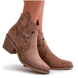 Botas Cowboy Mujer Ante Calado Marrón S.Barski HY42-086 10