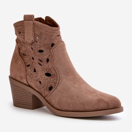 Botas Cowboy Mujer Ante Calado Marrón S.Barski HY42-086 4