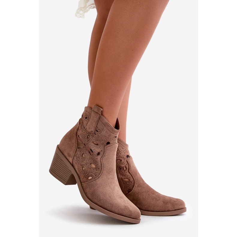 Botas Cowboy Mujer Ante Calado Marrón S.Barski HY42-086 1