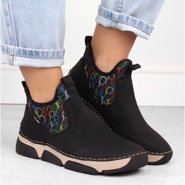 Cómodos botines slip-on de mujer negros Rieker 45957-00 6