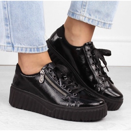 Zapatos cuña mujer charol negro Rieker N2501-00 4