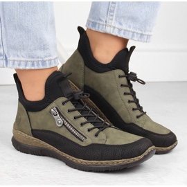 Zapatos cómodos de mujer, zapatillas verdes Rieker N32G3-54 5
