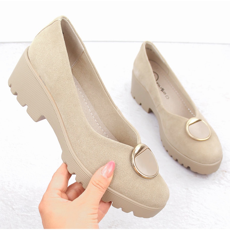 Zapatos slip-on mujer piel ante beige Filippo DP4569 1