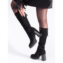 Botas de tacón de ante negro 4