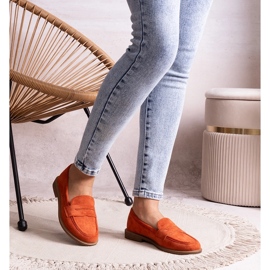 Mocasines Miralona de terciopelo naranja 2