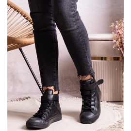 Deportivas altas negras confeccionadas en ecopiel Bonbonita negro 1 Deportivas altas negras confeccionadas en ecopiel Bonbonita negro 1