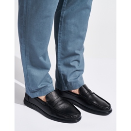 Mocasines negros sin cordones para hombre 1