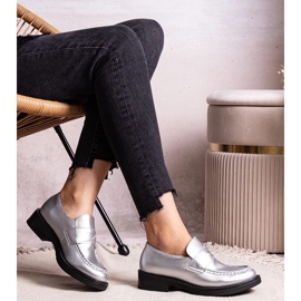 Mocasines Élodie elegantes plateados plata 1