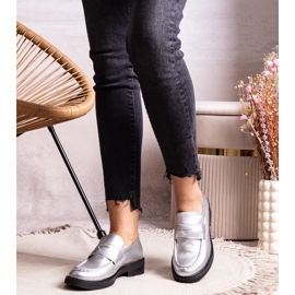 Mocasines Élodie elegantes plateados plata 2