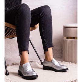 Mocasines Élodie elegantes plateados plata 3