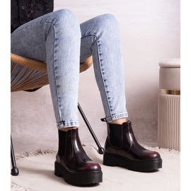 Botas de plataforma burdeos de Lessaya rojo 3