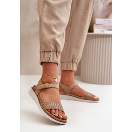 Sandalias De Mujer Decoradas Ligeras Y Cómodas Con Velcro, Beige Oscuro Inblu CN000039 2 Sandalias De Mujer Decoradas Ligeras Y Cómodas Con Velcro, Beige Oscuro Inblu CN000039 2