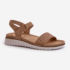 Sandalias De Mujer Decoradas Ligeras Y Cómodas Con Velcro, Beige Oscuro Inblu CN000039 4