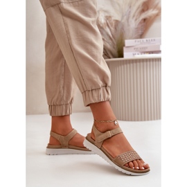 Sandalias De Mujer Decoradas Ligeras Y Cómodas Con Velcro, Beige Oscuro Inblu CN000039 6