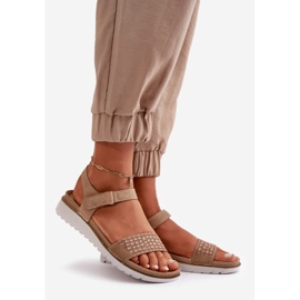 Sandalias De Mujer Decoradas Ligeras Y Cómodas Con Velcro, Beige Oscuro Inblu CN000039 1 Sandalias De Mujer Decoradas Ligeras Y Cómodas Con Velcro, Beige Oscuro Inblu CN000039 1