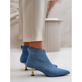 Botines De Mujer Vaquero Con Tacón Alto Terlena Azul 3