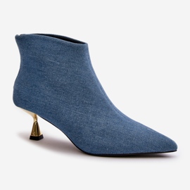 Botines De Mujer Vaquero Con Tacón Alto Terlena Azul 4