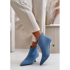 Botines De Mujer Vaquero Con Tacón Alto Terlena Azul 5
