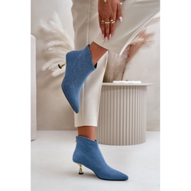 Botines De Mujer Vaquero Con Tacón Alto Terlena Azul 6