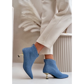 Botines De Mujer Vaquero Con Tacón Alto Terlena Azul 7