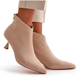 Botas Mujer Tacón Alto Ante Ecológico Beige Terlena 9