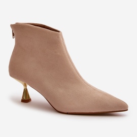 Botas Mujer Tacón Alto Ante Ecológico Beige Terlena 4