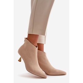 Botas Mujer Tacón Alto Ante Ecológico Beige Terlena 1