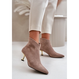 Botas Mujer Tacón Alto Ante Ecológico Terlena Beige Oscuro 2