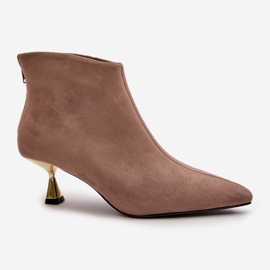 Botas Mujer Tacón Alto Ante Ecológico Terlena Beige Oscuro 4