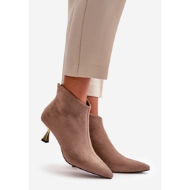 Botas Mujer Tacón Alto Ante Ecológico Terlena Beige Oscuro 1