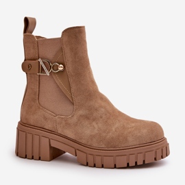 Botines Cálidos De Mujer Eco Ante Beige Con Detalle Dorado Bervena 4