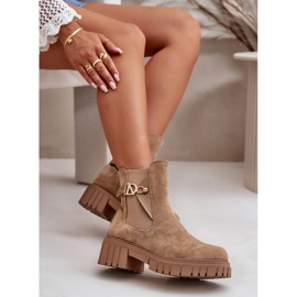 Botines Cálidos De Mujer Eco Ante Beige Con Detalle Dorado Bervena 7