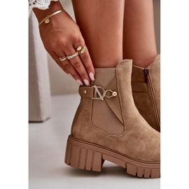 Botines Cálidos De Mujer Eco Ante Beige Con Detalle Dorado Bervena 8