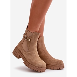 Botines Cálidos De Mujer Eco Ante Beige Con Detalle Dorado Bervena 1
