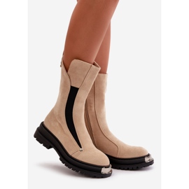 Botas aislantes de ante con tacón plano, Palimra beige claro 1