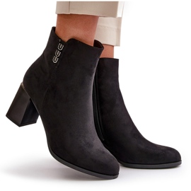 Botas de mujer de gamuza ecológica aisladas con tacón alto, abrochadas con cremallera, Erillia negra negro 9