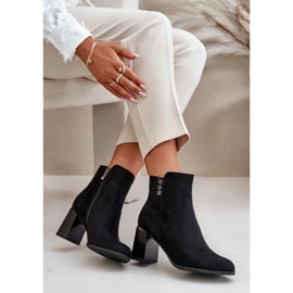 Botas de mujer de gamuza ecológica aisladas con tacón alto, abrochadas con cremallera, Erillia negra negro 7