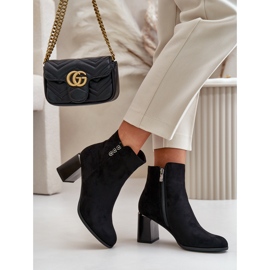 Botas de mujer de gamuza ecológica aisladas con tacón alto, abrochadas con cremallera, Erillia negra negro 3