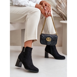Botas de mujer de gamuza ecológica aisladas con tacón alto, abrochadas con cremallera, Erillia negra negro 6