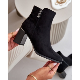 Botas de mujer de gamuza ecológica aisladas con tacón alto, abrochadas con cremallera, Erillia negra negro 8
