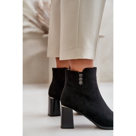 Botas de mujer de gamuza ecológica aisladas con tacón alto, abrochadas con cremallera, Erillia negra negro 5