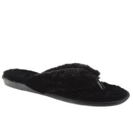 Chanclas negras negras con pelo negro 2